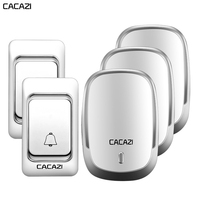 CACAZI High Quality Wireless Waterproof Doorbell Operated Smart Battery Button 300M Remote US EU UK Plug 38 Songs Calling Bell