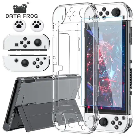 DATA FROG Transparent Protective Case for Switch OLED Console Full Cover Shell Crystal Clear Anti Scratch Accessories