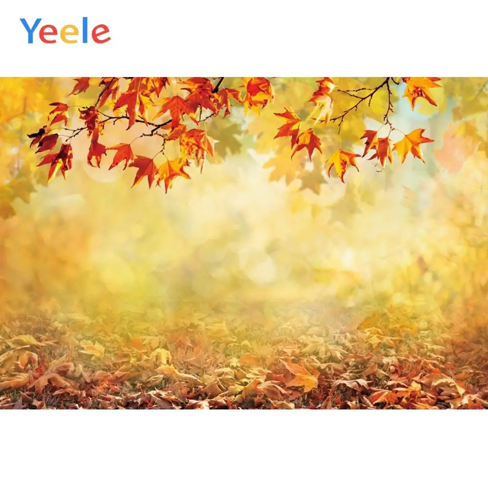 Yeele Autumn Yellow Fallen Leaves Light Bokeh Portrait Photo Backdrops Customized Baby Photographic Backgrounds For Photo Studio