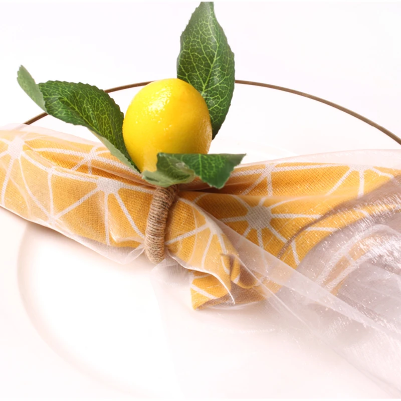 Green Yellow Lemon Napkin Rings Set Of 4 Handmade With Vine Hemp Tissue Circle For Wedding Dinner Party Banquet Thanksgiving Day