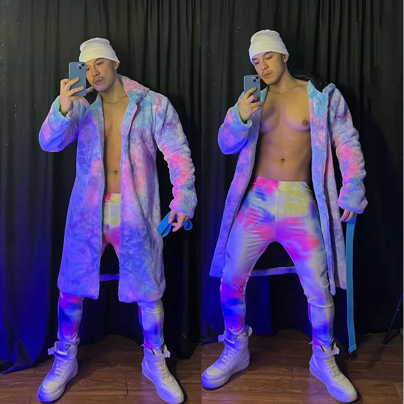 Nightclub Tie Dye Dancewear Gogo Dancer Outfit Party Rave Clothes Festival Clothing Muscle Man Dancing Stage Costume VDB4494