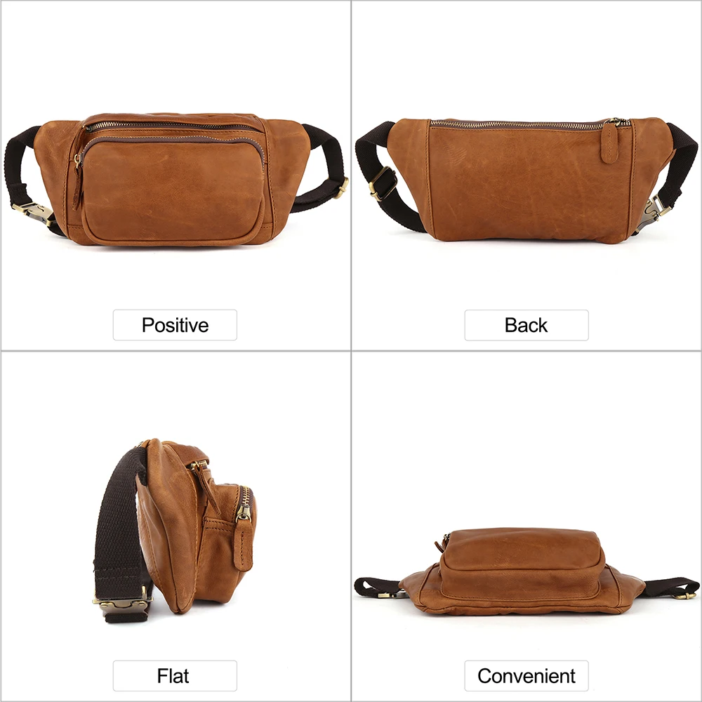 JOYIR Genuine Leather Waist Packs for Men Travel Fanny Pack Waist Bag Male Belt Pouch Multifunction Cell Phone Chest Bag New