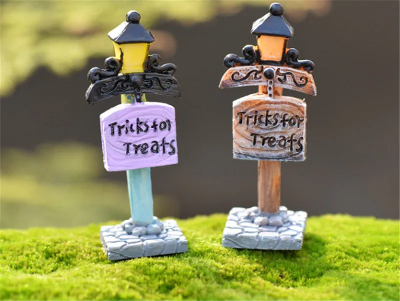 Mini Cactus street sign Fairy Garden Miniature Bonsai Decor Craft Decorative Figurines Micro Landscape Doll House Accessories