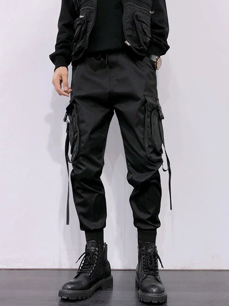 Free Shipping New Men's Dark Trend Functional Tactical Large Pocket Overalls Pants Loose Casual Beam Feet Aall-match Harem Pants