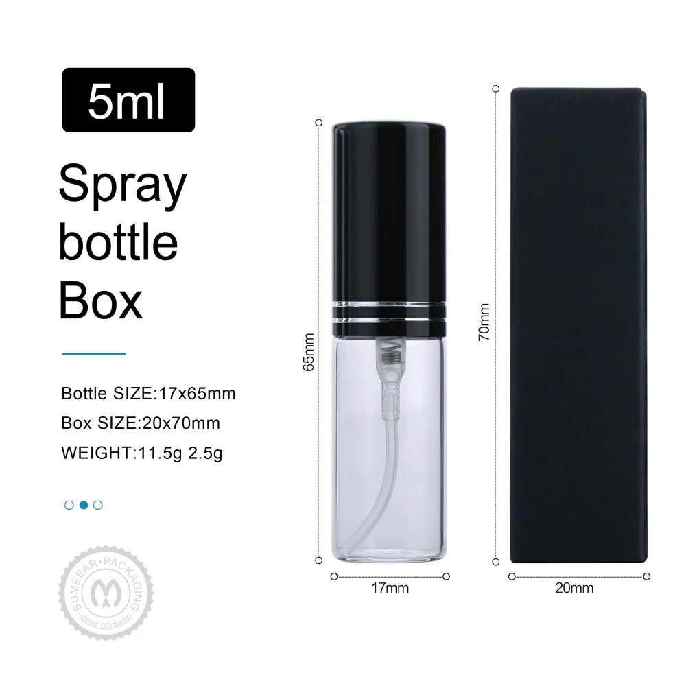 50 Pcs/Lot 5ml Transparent Perfume Bottle with Packing Box Spray Atomizer Perfume Bottle Package Box Travel Perfume Sample