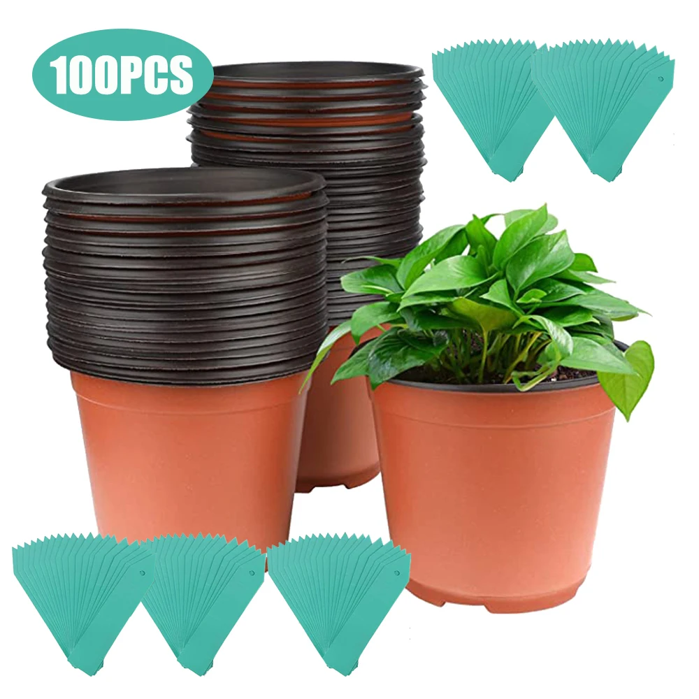 

100Pcs Garden Plant Flower Pots Nursery Pot With Markers Seed Starter Kit Succulent Landscape Plants Seedling Trays Container