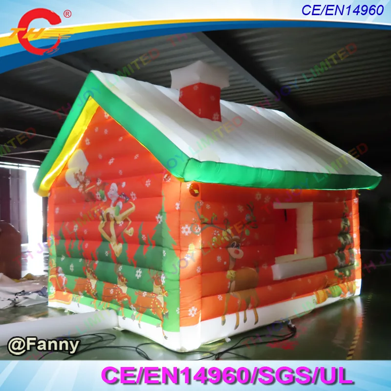 free air shipping to door, 4x3x3H Christmas decorations led lights inflatable santa claus house tent, cheap inflatable grotto