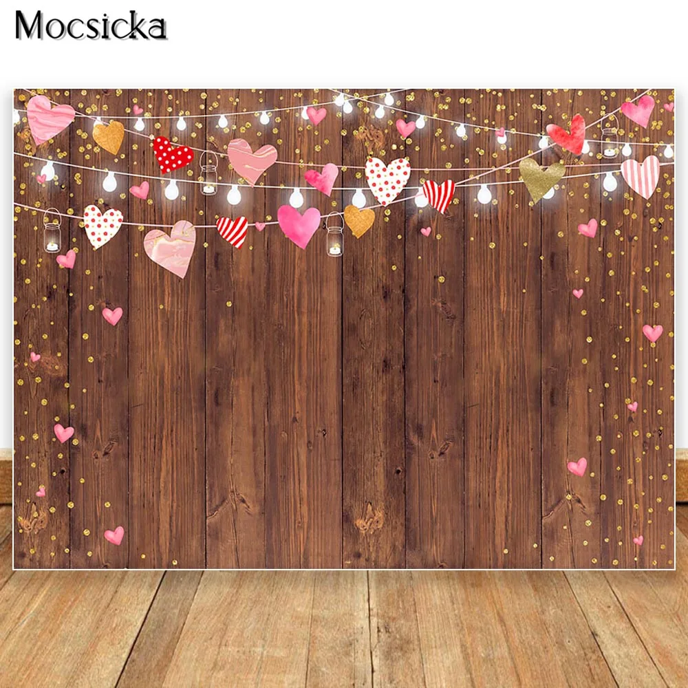Фон для фотосъемки в деревенском стиле на День святого Валентина фон для фотосъемки детский день рождения фотобудка реквизит для студии Красное Сердце Любви