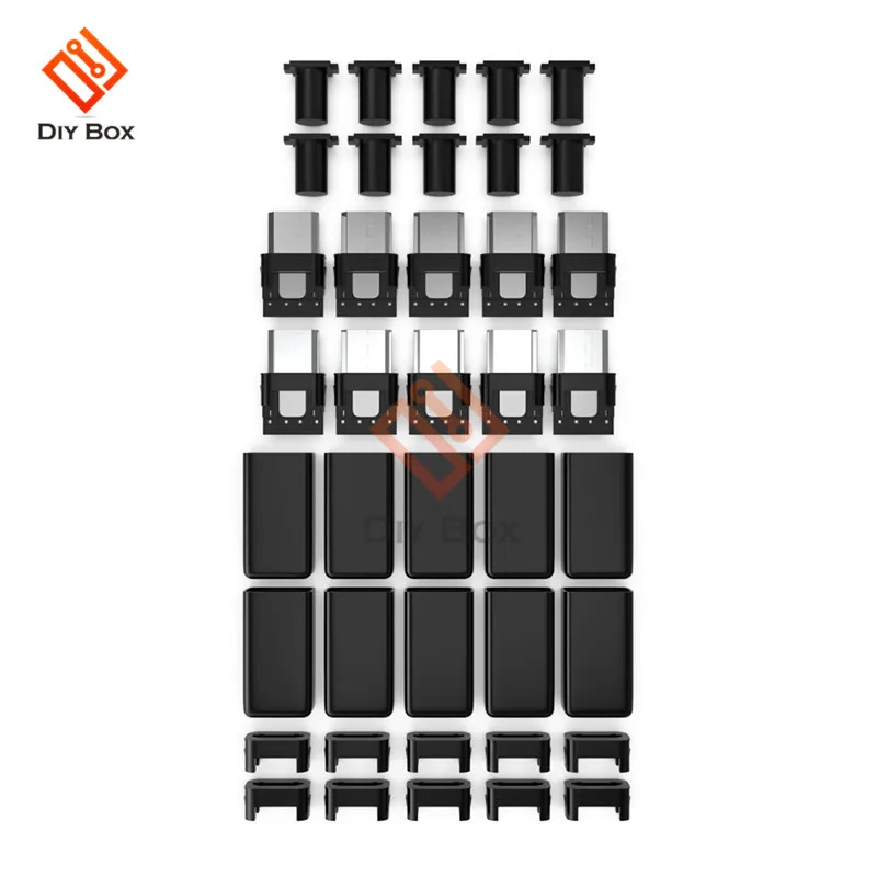 10Pcs/lot Micro USB Cable Male Plug Connector DIY Kit With Covers Case Black DIY Data Cable Accessories Mini Plug Terminals
