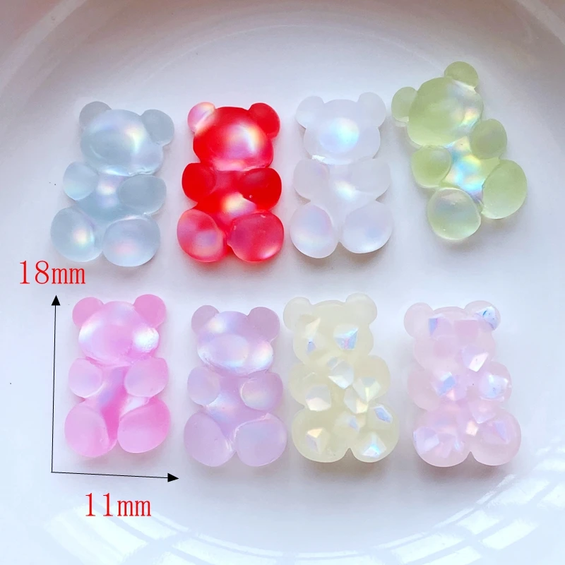 20Pcs New Cute Resin Mini Laser Bear Flat back Cabochons Scrapbooking DIY Jewelry Craft Decoration Accessories