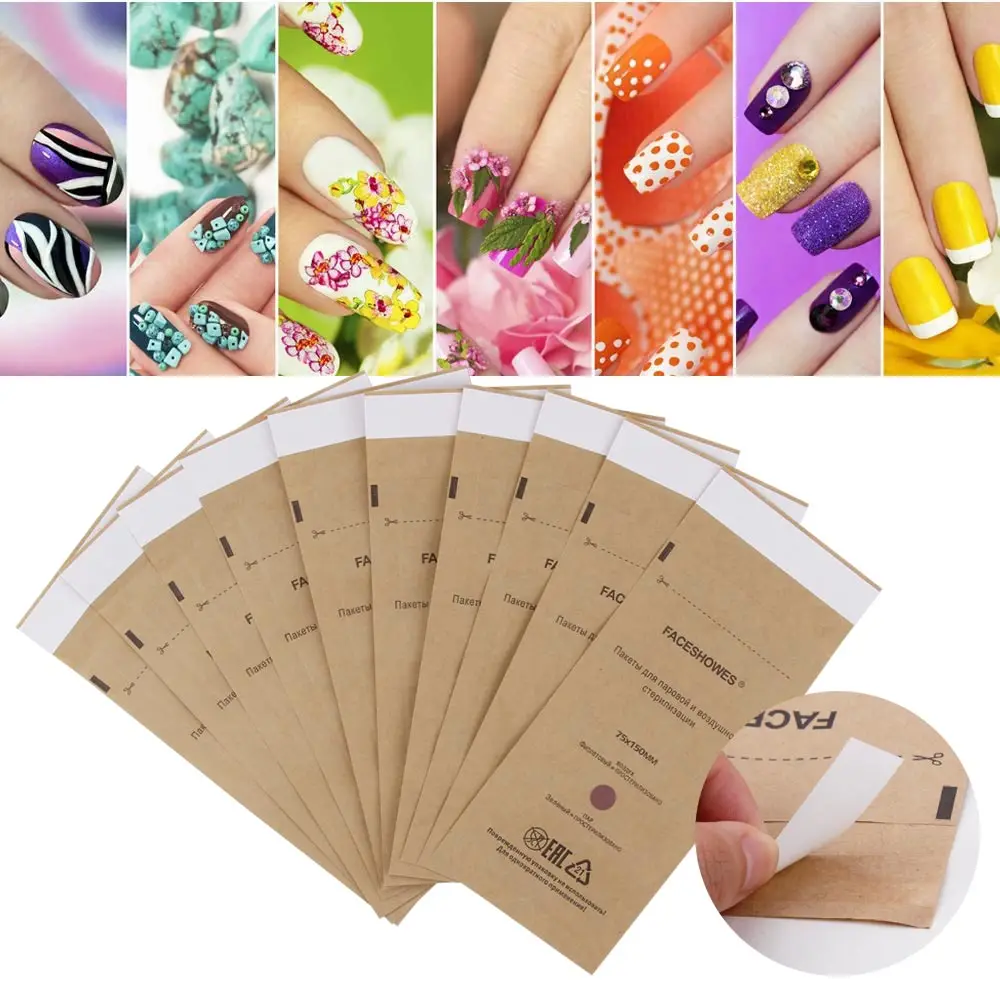 50/100Pcs Wegwerp Nail Sterilisator Zak Manicure Kraft Zakken Droge Warmte Nailart Tang Gel Apparatuur Desinfectie Machine Accessoire