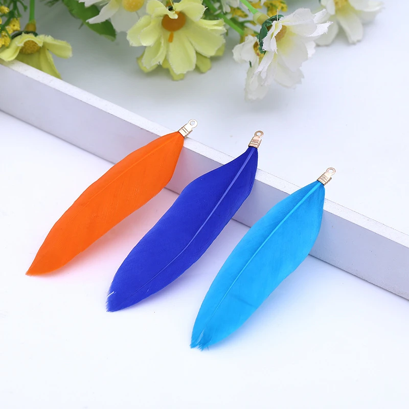 Natural Goose Feather Charms Pendant Earring Charms 70-90mm Plumes DIY Necklace Bracelet Jewelry Making Party Stage Decor 10pcs