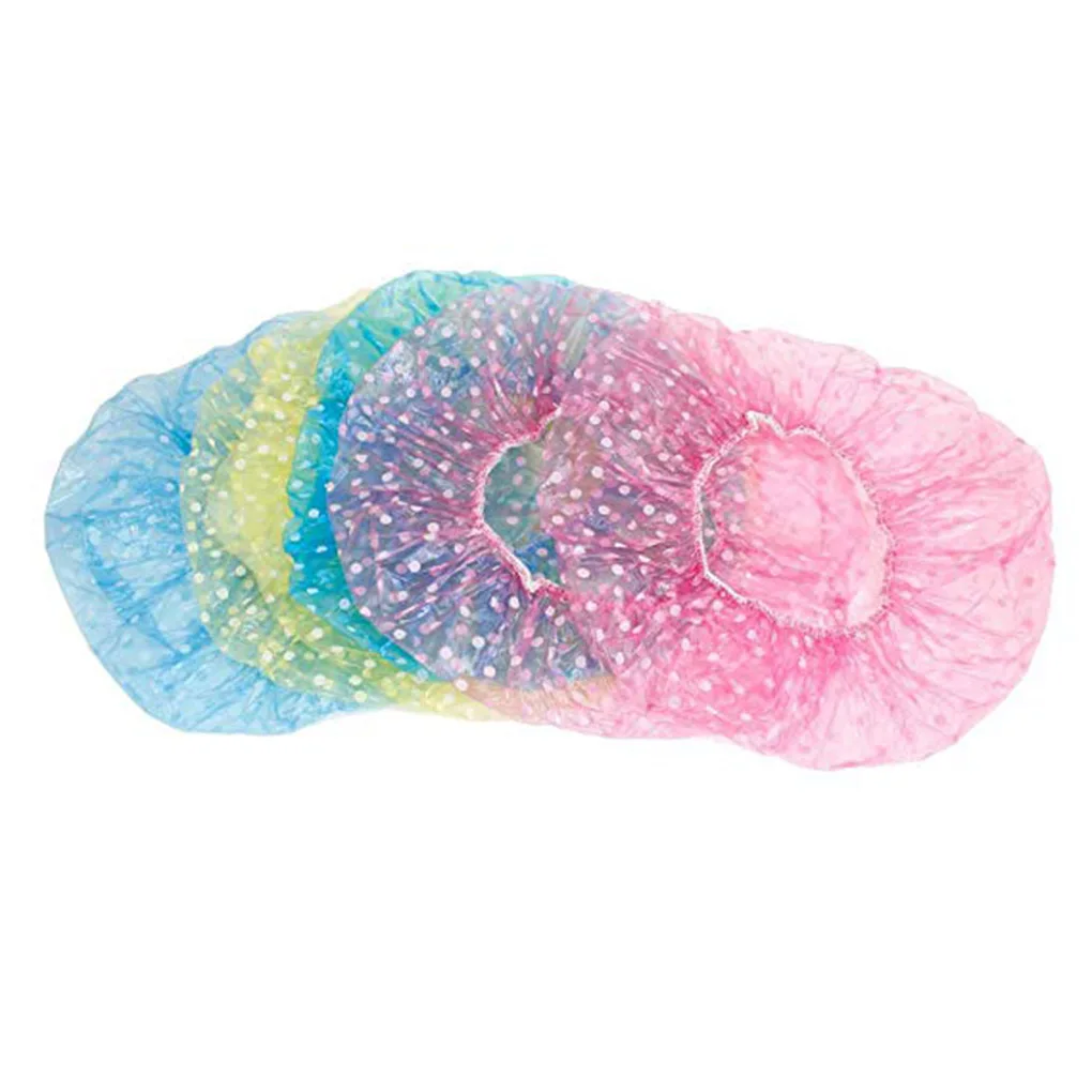 Gorros de ducha de plástico desechables transparentes para mujer, gorro de baño grueso elástico grande, accesorio de baño para Spa, 6 piezas