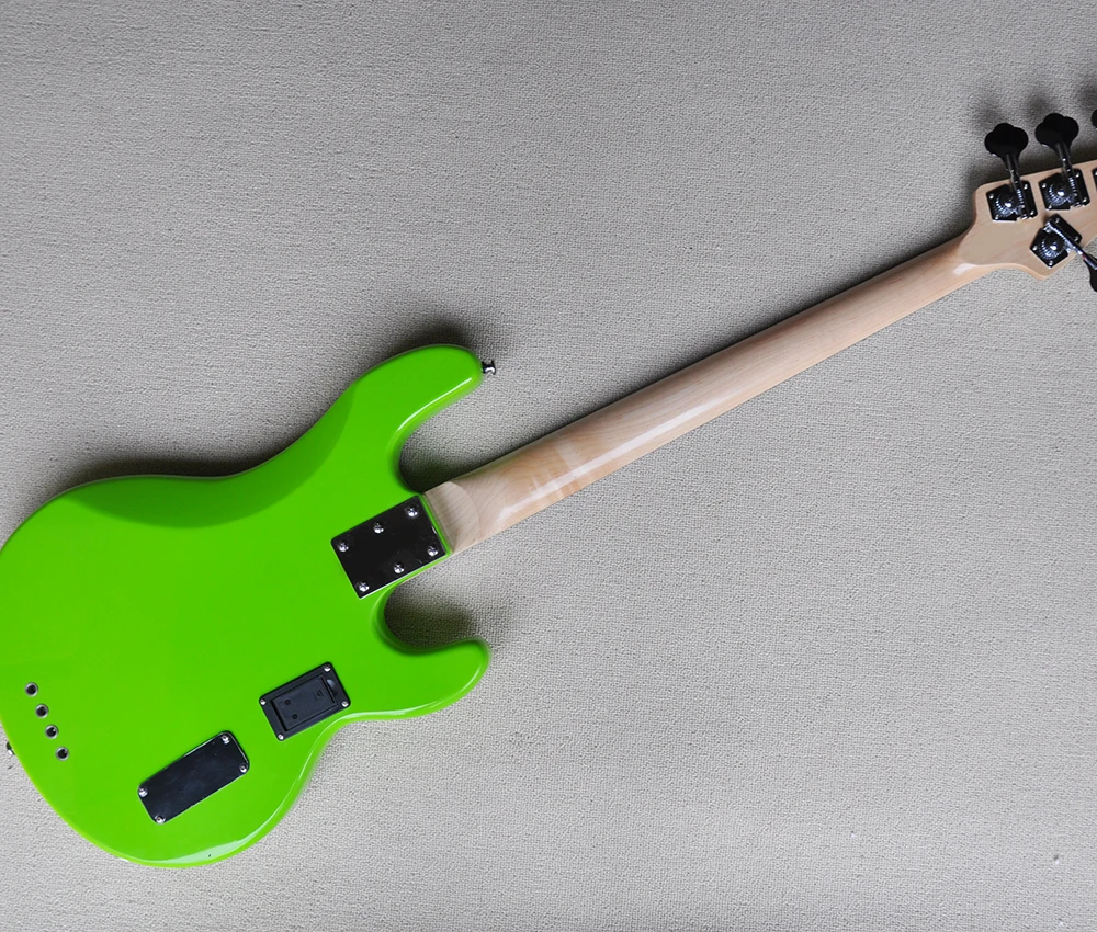 4 Strings Left Handed Green Electric Bass Guitar with Active Circuit,Rosewood Fretboard