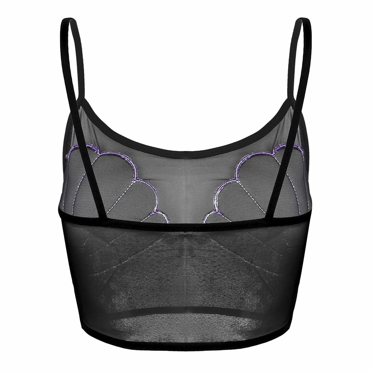 Womens Sheer Mesh Crop Top Festive Party Mermaid Cosplay Camisole Bra Vest Sexy Clubwear