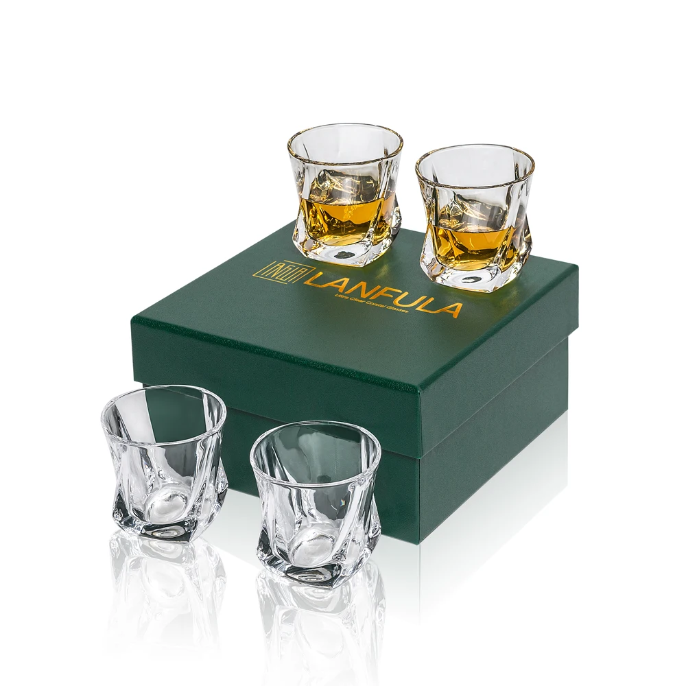 

Whiskey Glass Set, Original 7 oz/210 ml Crystal Old Fashioned Cocktail Tumblers Handmade Scotch Glasses Men Gift