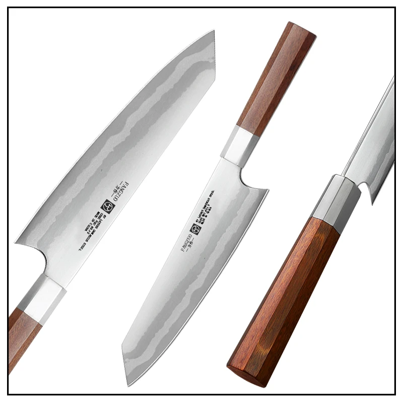 

FANGZUO NEW 2021 Handmade 8 inch Chef Knife Japanese Kitchen Knives Stainless Steel Slicing Vegetable Tool Knife Santoku Knifes