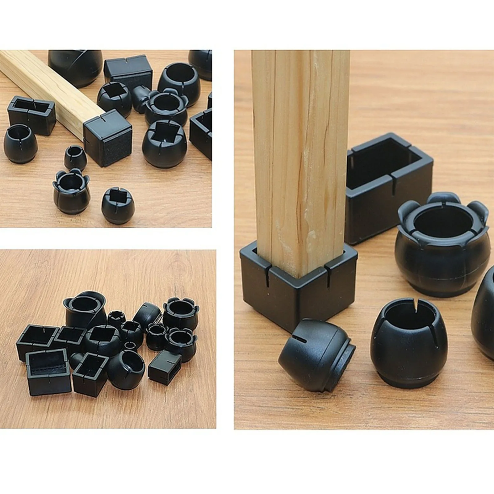 4 Stks/set Stoel Been Caps Rubber Voeten Protector Pads Meubels Tafel Covers Sokken Gat Stekkers Stofkap Zwart Leveling Voeten