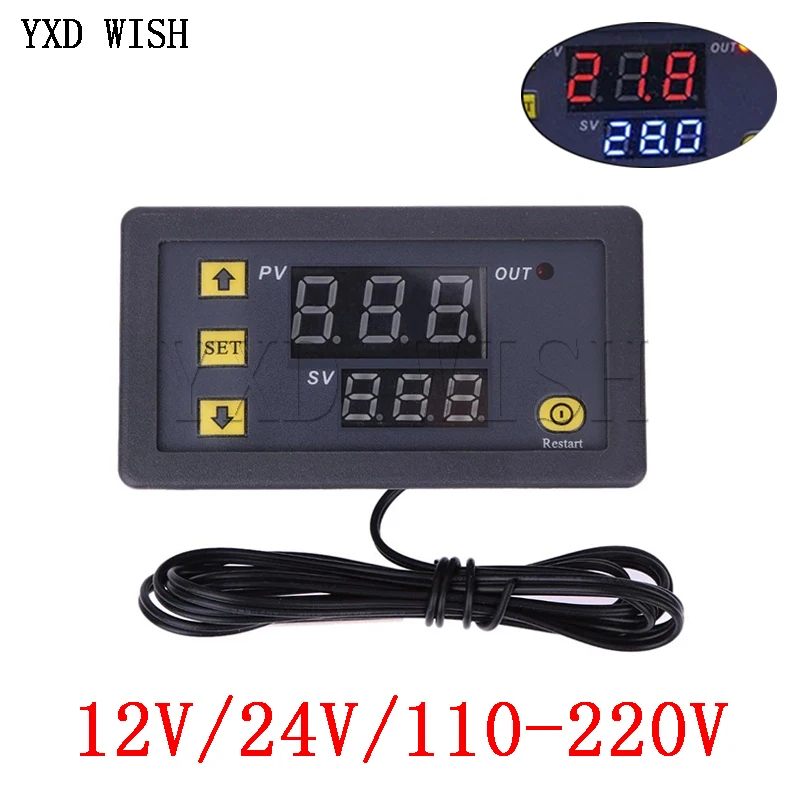 

W3230 Mini Digital Temperature Controller 12V 24V 220V Thermostat Regulator Heating Cooling Control Thermoregulator With Sensor