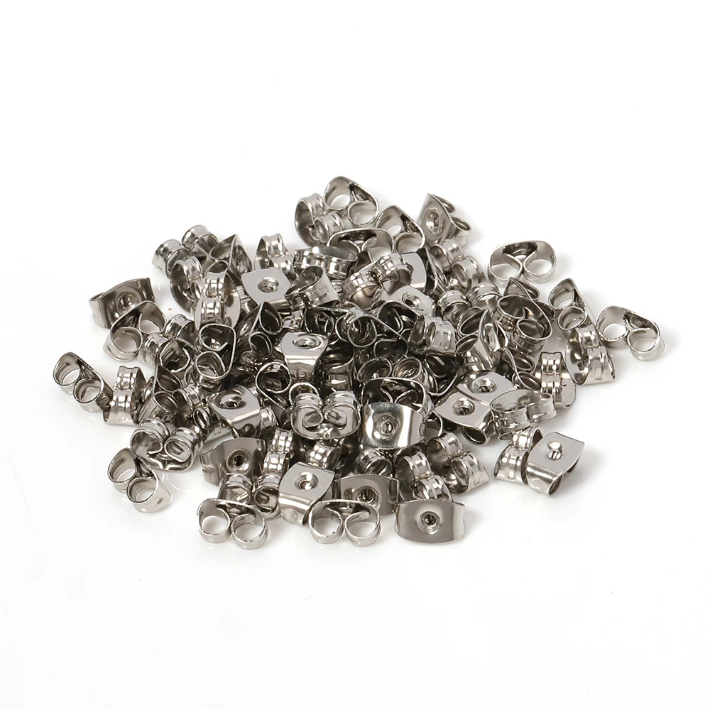 100Pcs Stainless Steel Earring Base Blank Ear Studs Pin Post 3/4/5/6/8/10/12mm Cabochon Setting for DIY Jewelry Making Findings
