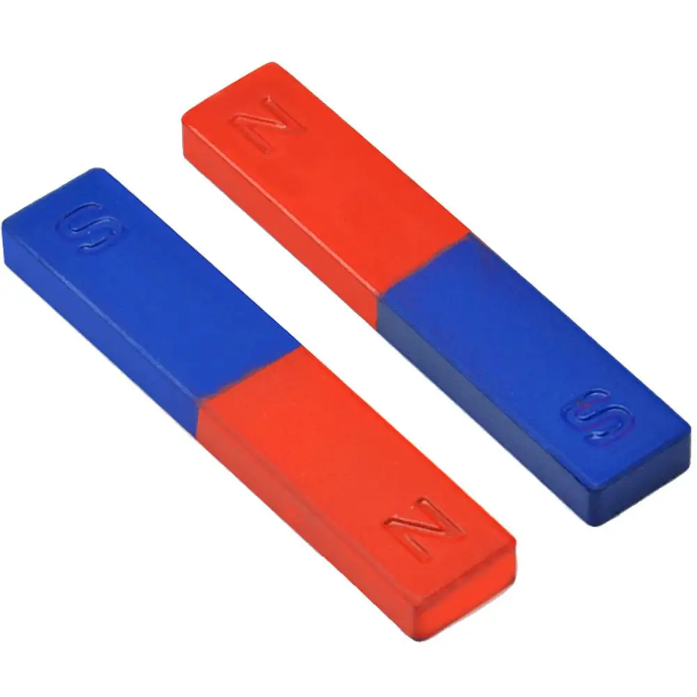 Students 2Pcs/Set Bar Magnet Physics Experiment Tool Pole Teaching Tool Red Blue Painted N/S Bar Magnet Physical Kids Toy