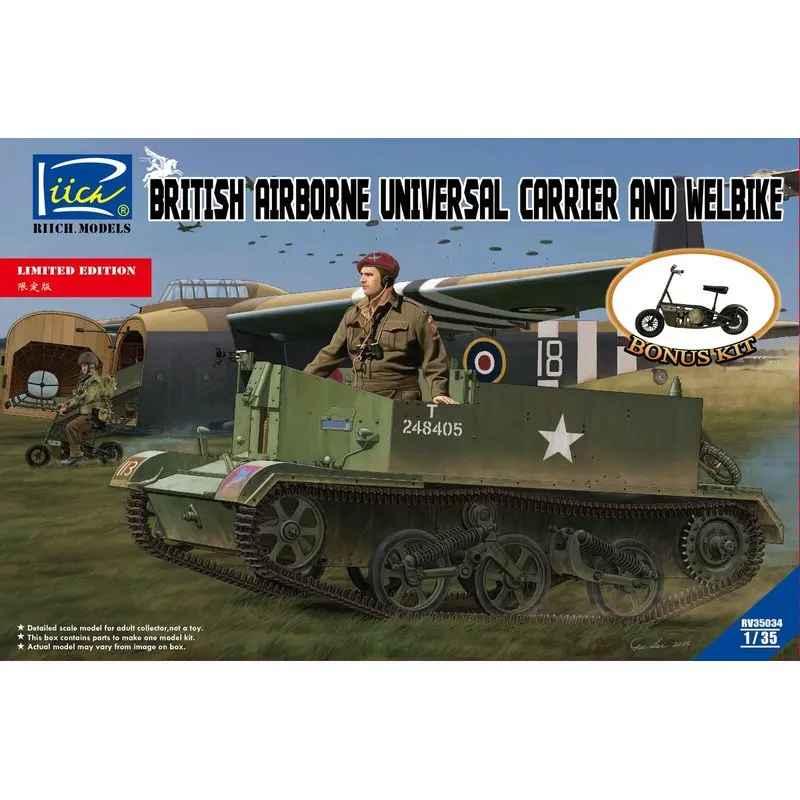 Riich Models RV35034 1/35 British Airborne Universal Carrier Mk.III e Welbike - Kit modello in scala