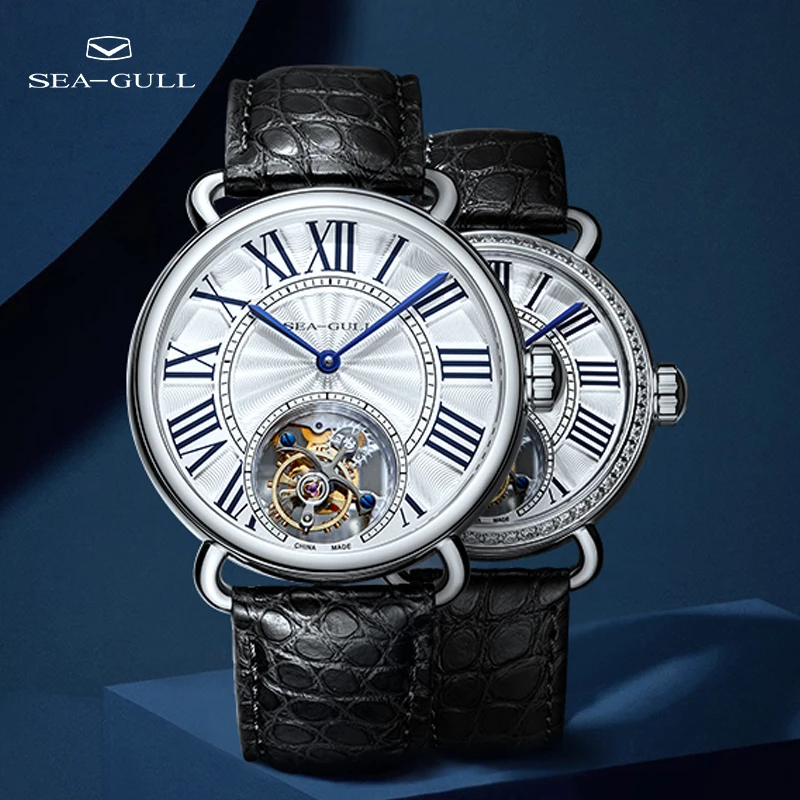 Orologio meccanico manuale da uomo di fascia alta con tourbillon Seagull, semplice orologio da uomo a due aghi, orologio meccanico da coppia