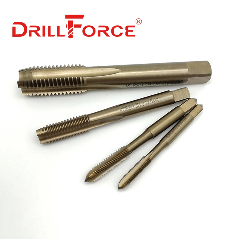 Drillforce Cobalt Left Hand Screw Thread Tap Drill Bits HSSCO M35 Straight Flute Metric M2-M30 Machine Tap For Stainless Steel