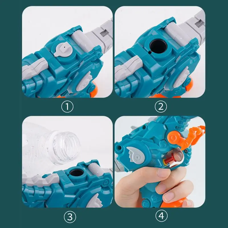 Cartoon 3D Dinosaur Water Gun Kids Summer Cute Tyrannosaurus Press Water Spray Gun Small Pistol Gun Outdoor Beach Garden Toy