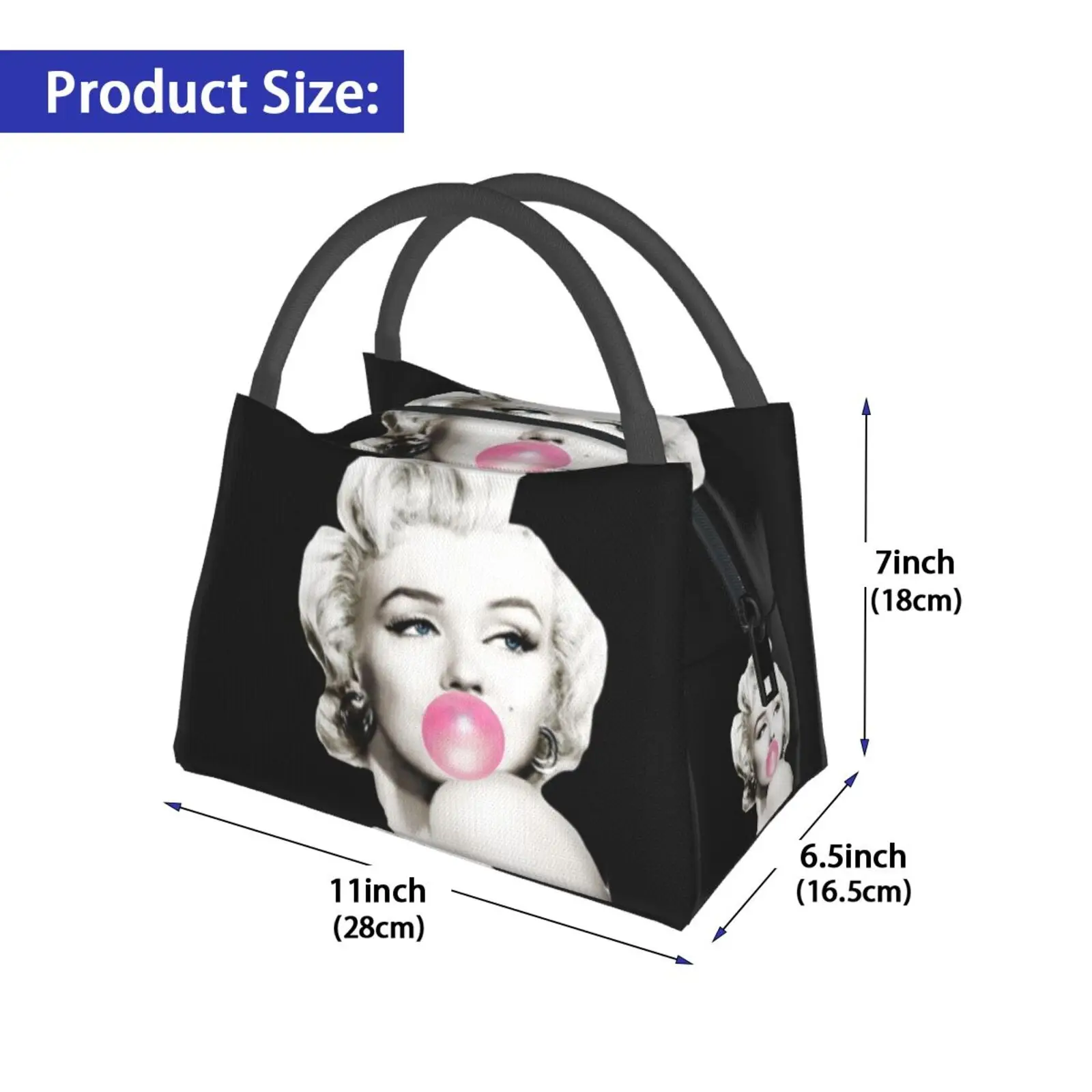 Cooler Lunch Bag Picnic Bag Marylin Monroe Bubblegum 10 Marylin Monroe Icon Bubble Gum Celebrity Famous Vintage Pop