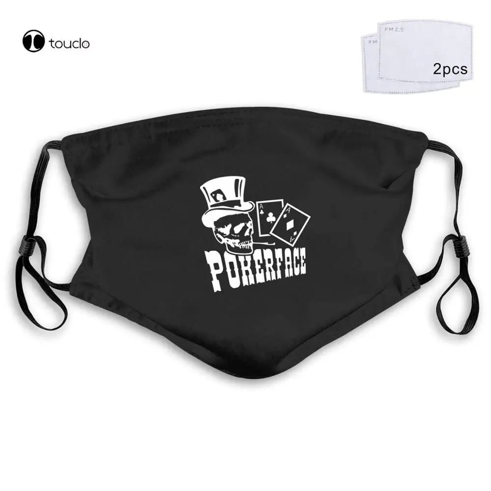 Nieuwe Mode Mannen Pokerface Schedel Texas Hold Em Poker Fun Custom Gedrukt Gezichtsmasker Filter Pocket Doek Herbruikbare Wasbare