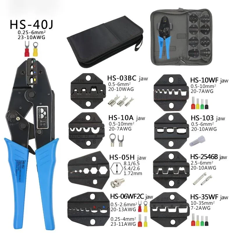 Crimping Pliers Clamp Tools Cap/coaxial Cable Terminals Kit 230mm HS-40J Multi Functional Carbon Steel Multifunctional