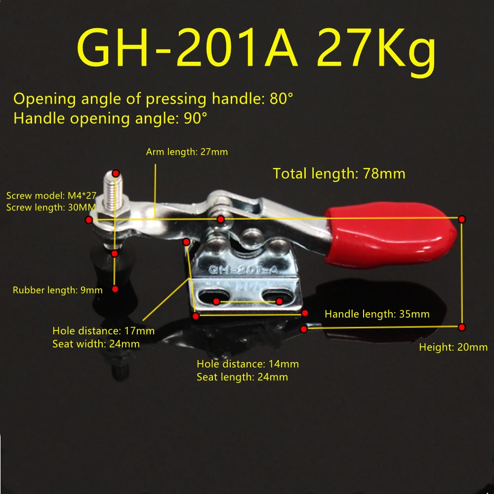 1pcs GH-201A 27kg GH101A50Kg Orizzontale A Sgancio Rapido Morsetti A Ginocchiera Set di morsetti di tubo morsetto morsetti per la lavorazione del