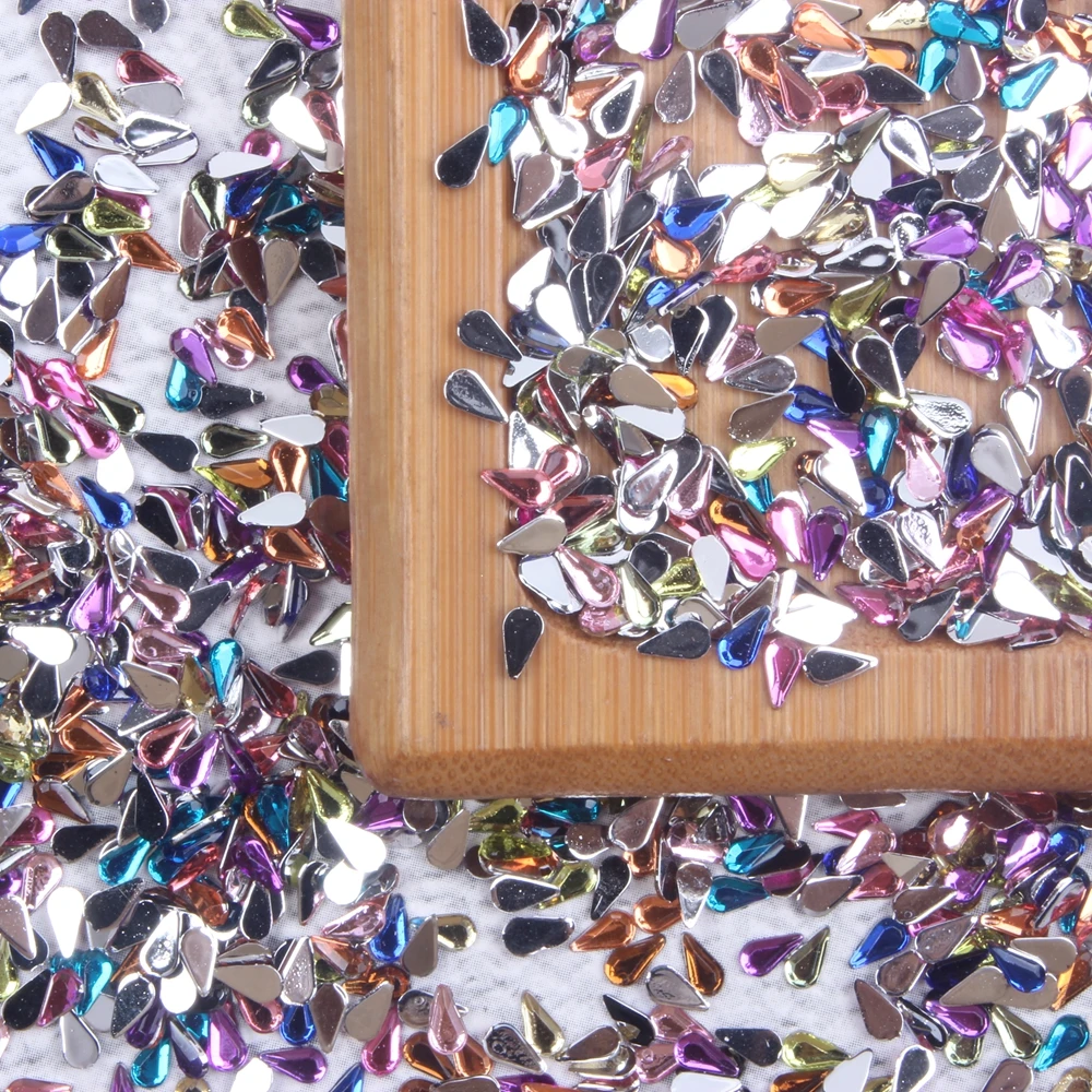 Strass pour décoration des ongles, 10000 pièces, goutte d'eau, 35g, 2x4mm, 3D, Non correctif, Nail Art