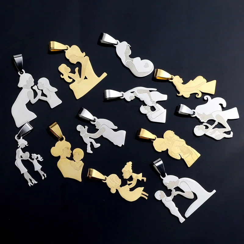 Stainless Steel Family Mom Charms Mother\'s Day Pendants for Diy Jewelry Making  Tone Charm Bracelet Necklace Accessories