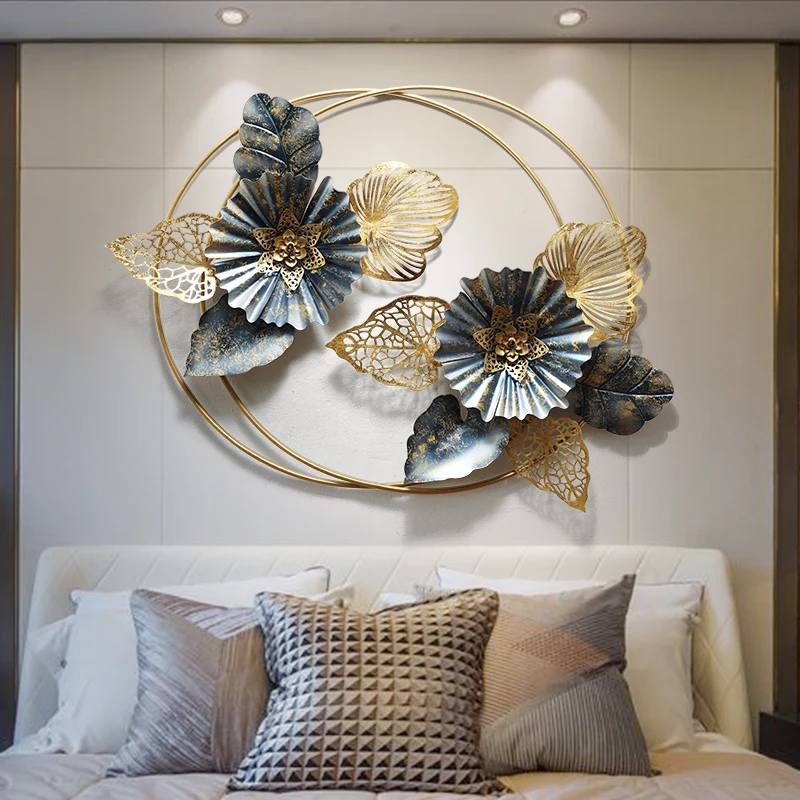 

New Chinese Wrought Iron 3D Flower Wall Sticker Crafts Home Livingroom Wall Hangings Ornaments Hotel Porch Wall Mural Decoration