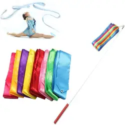 6M multi-Color Rhythmic Gymnastics Ribbons Dance Performances Lightweight Fabrics Labor-Saving Rotating Rods Professional Ribbon