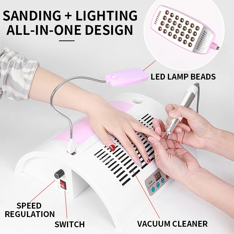 5-in-1 Nail Art Machine WE-058 Polishing and Vacuum Cleaner All-in-One Machine 60W Nail Art Drying LED Lighting