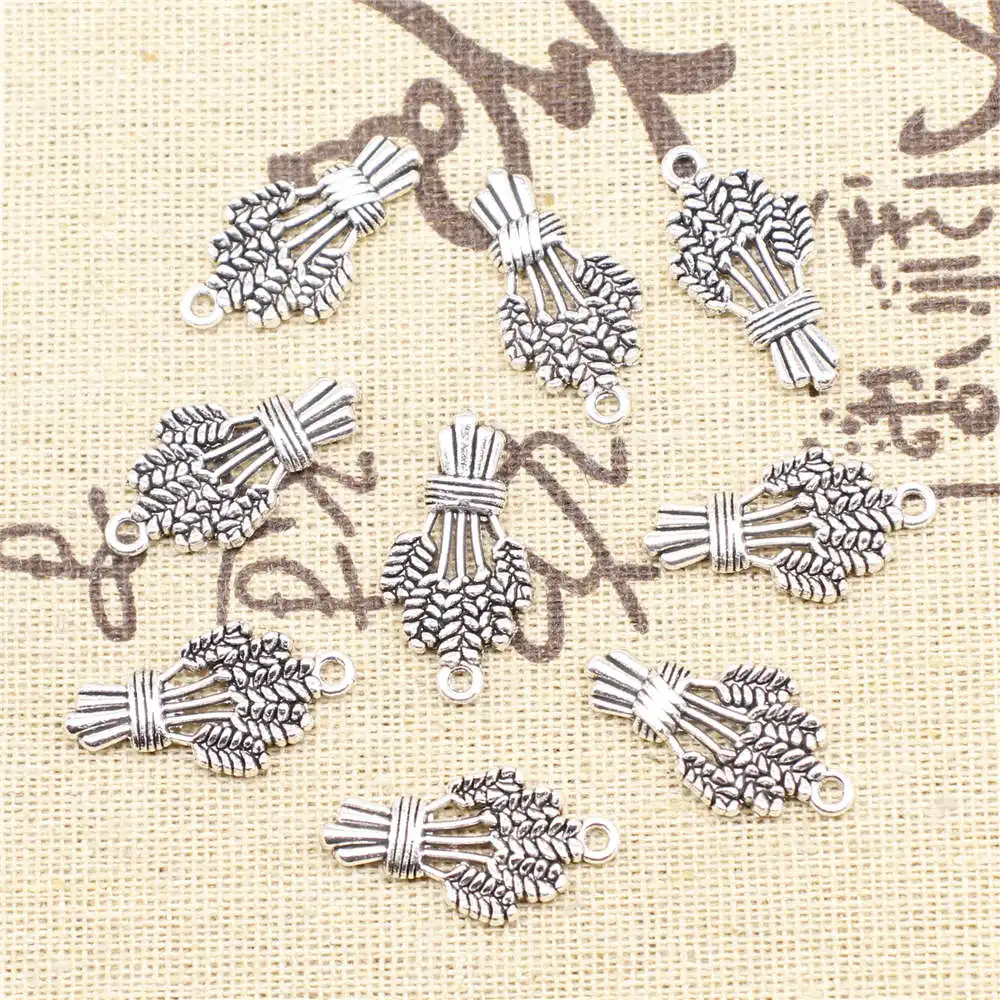 Supplies For Jewelry Accessori  Wheat Ears Charms Antique Silver Color 10pcs 13x25mm