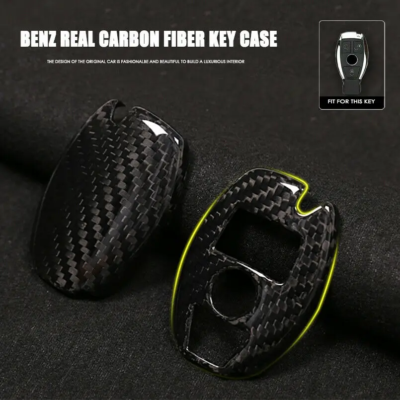 

1Pcs Real Carbon Fiber Car Key Case Shell Cover For Mercedes-Benz CLA GLK C180 C20