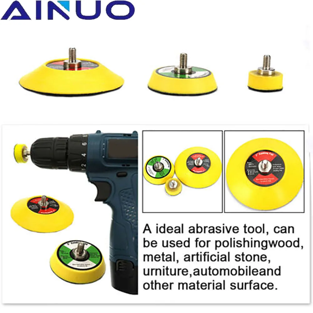 1"2"3" Back-up Sanding Pad Sander Backing Plate Hook Loop Sanding Discs M6 Thread Polishing & Grinding Abrasive Power Tools