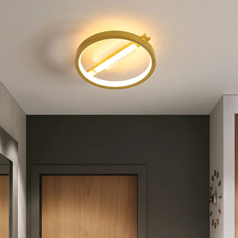 Moderne LED Runde Decke Lichter Für Flur Korridor Schwarz Gold Glanz Wohnzimmer Esszimmer Küche 110V 220V leuchte Lampen