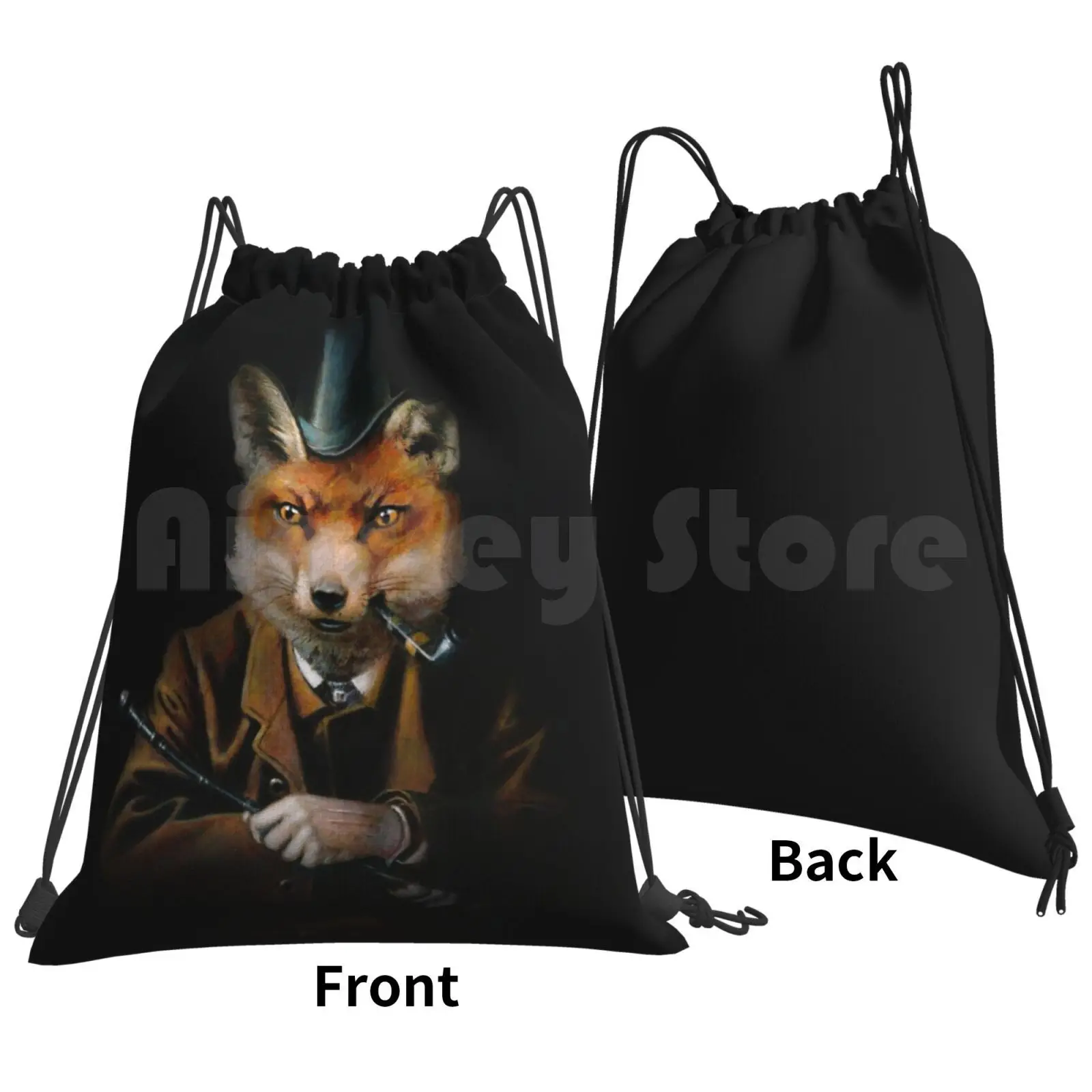 Dapper Fox Backpack Drawstring Bag Riding Climbing Gym Bag Fox Fox Fox Fox Vintage Surreal Funny Animals Quirky Weird Funny