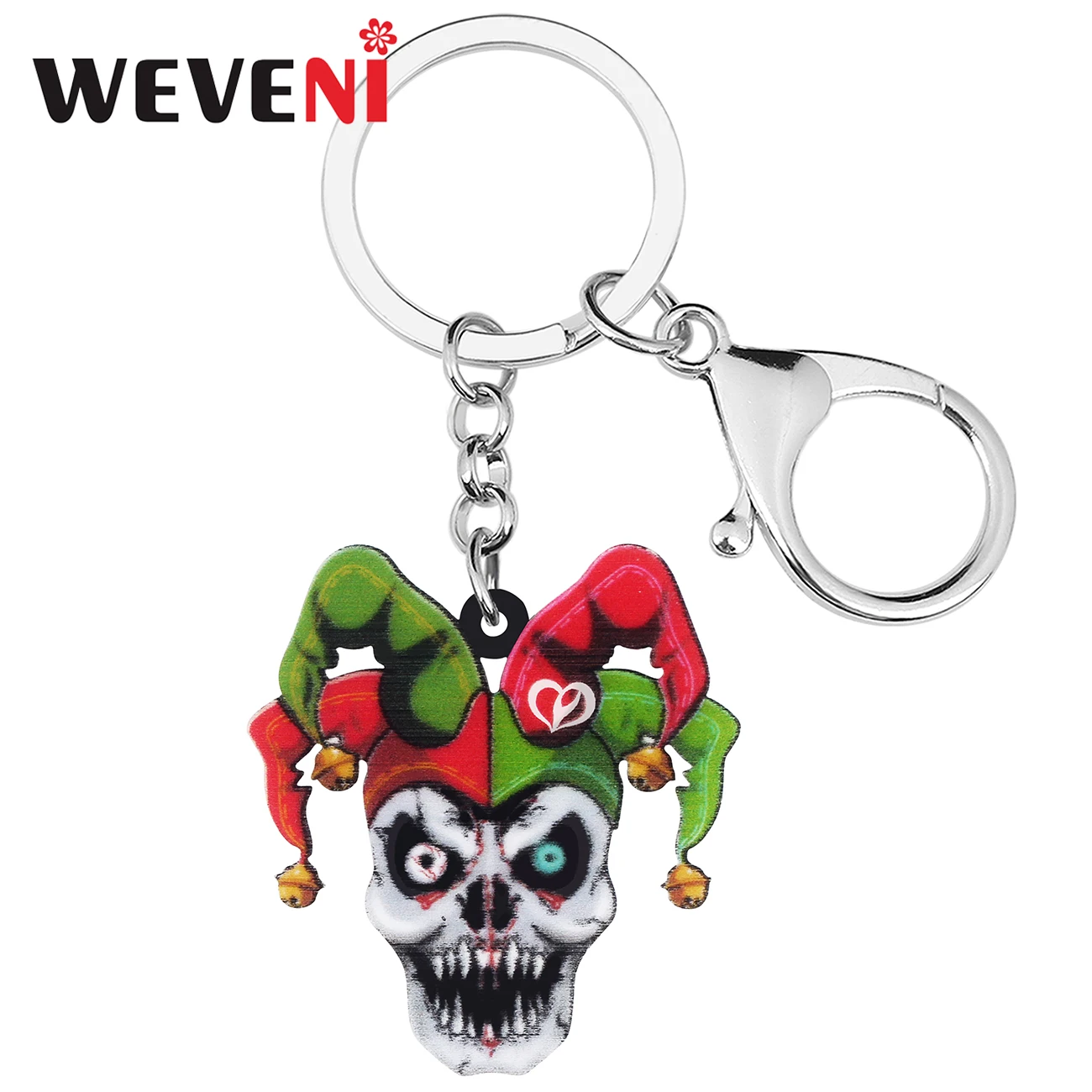 

WEVENI Halloween Acrylic Horror Skeleton Clown Skull Keychain Fashion Key Chain Ring Jewelry For Women Girls Teens Charms Gifts