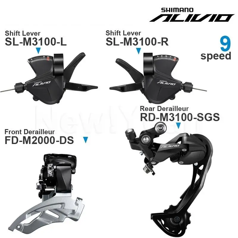 SHIMANO ALIVIO M3100 3x9v Groupset M3100 3x9 speed Shifter REAR DERAILLEUR and M2000 Front  DERAILLEUR for MTB Original parts