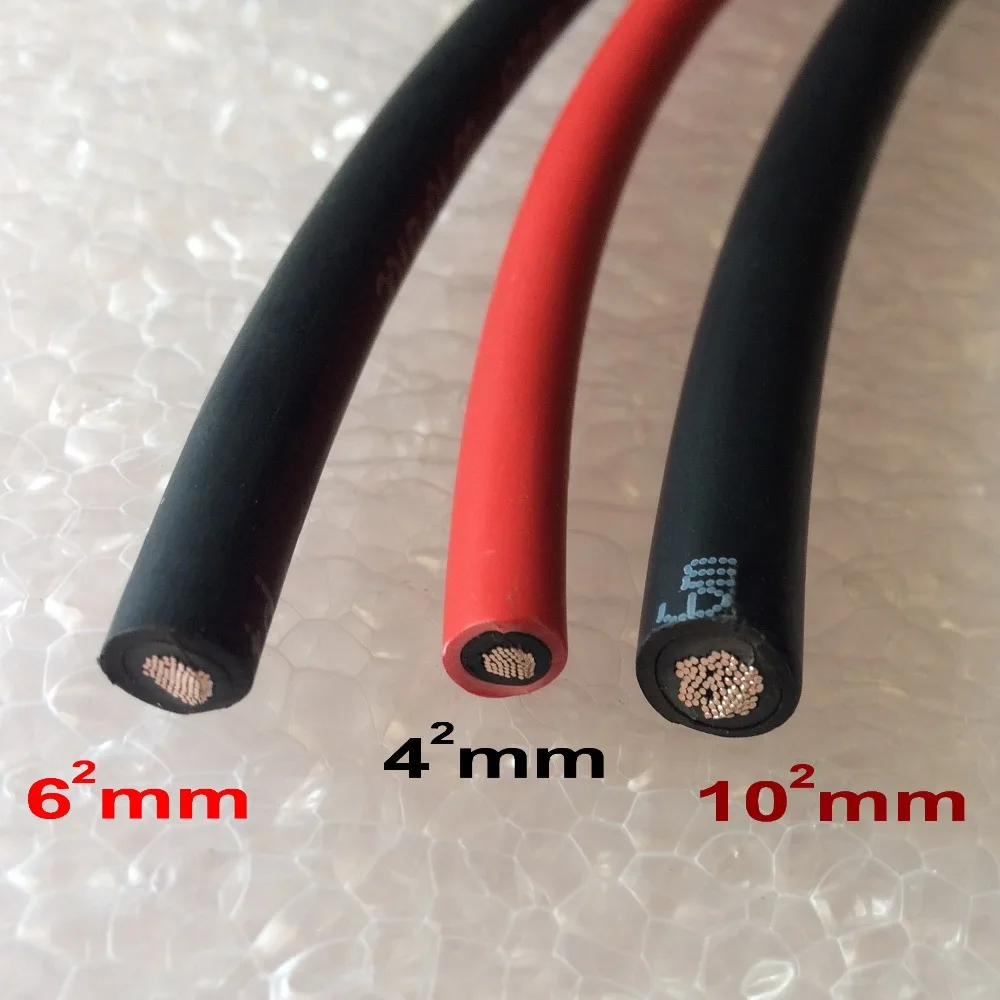 1/2/3/5/10 Meters 10mm2 /8AWG Black Red PV Extension Cable Copper Double Sheathed Wire for  Solar Photovoltaic System with TUV