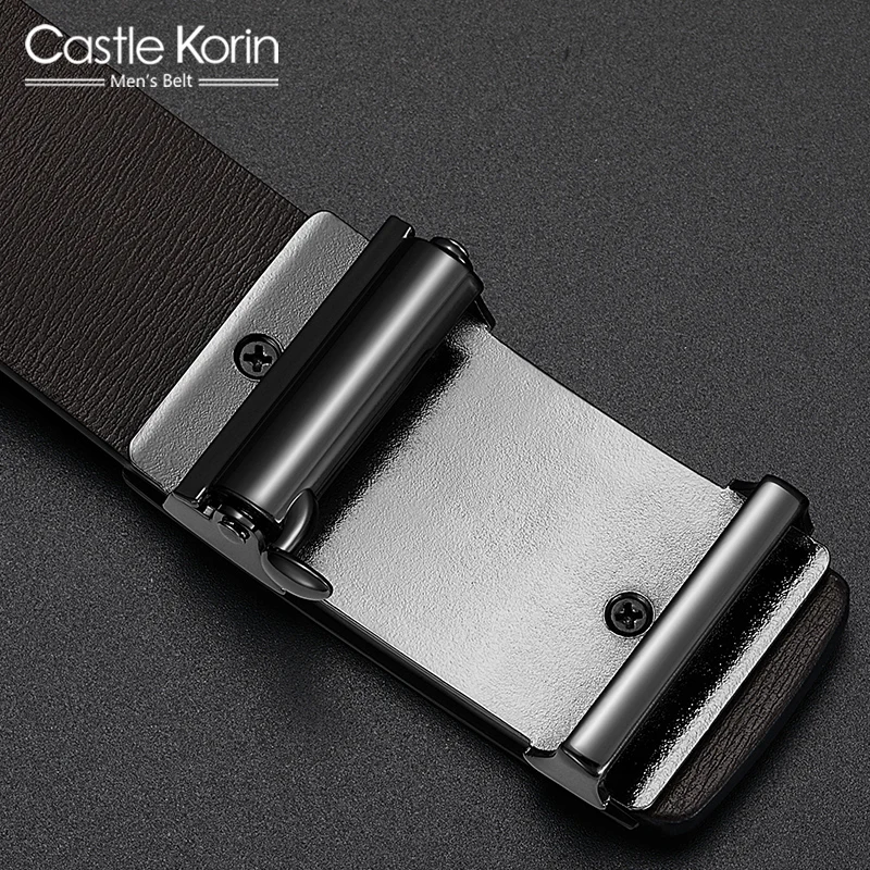 Men\'s belt leather toothless automatic buckle belt brand-name high-end simple casual young and middle-aged business belt