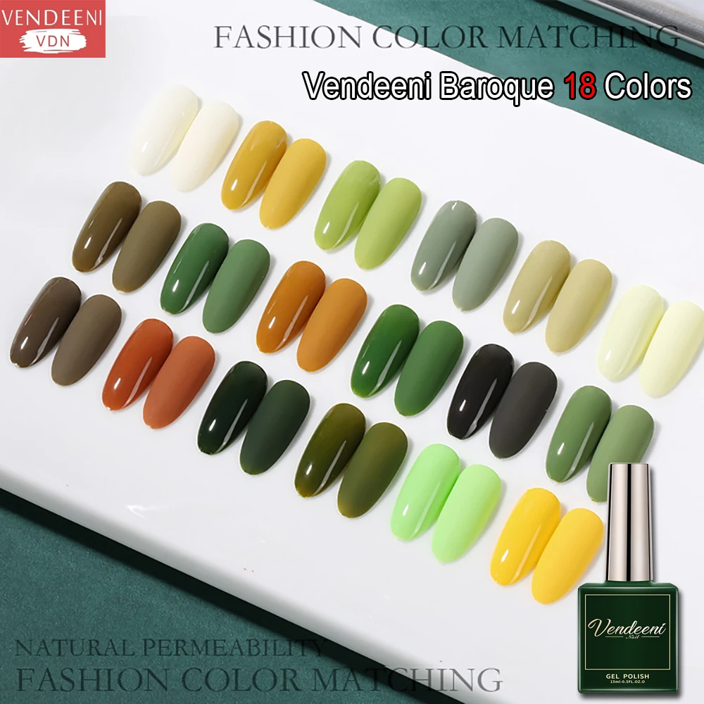 VDN 18 Colors Brown Green Series Gel Nail Polish UV LED Soak Off Gel Varnish For Nail Art Design Long Lasting Gel Lacquer 15ml