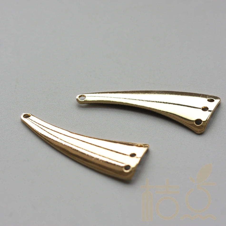DIY Supply-Solid Brass Curved Earring Findings with 4 Holes - 33x13mm (3890C)