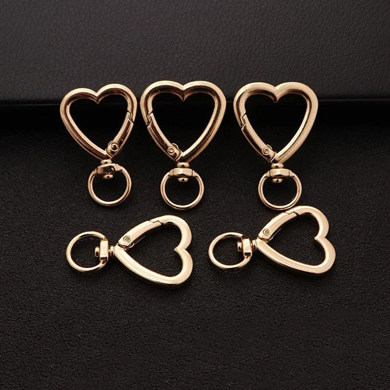 10PC Heart Spring Gate Rings Openable Keychain Leather Bag Belt Strap Dog Chain Buckles Snap Closure Clip Trigger DIY Accessorie